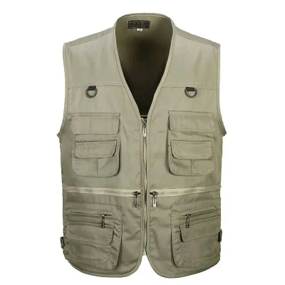 Projetos personalizados mais recentes vendas quentes Outdoor Men's Multi Pocket Cotton Fishing Photography Jacket Colete